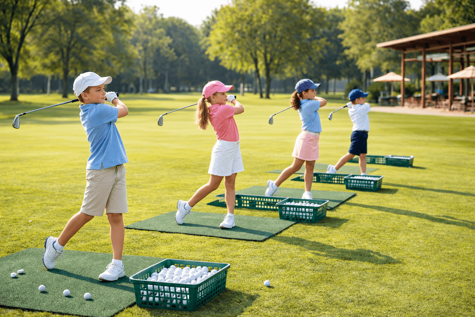 Illustration de jeunes golfeurs à l’entraînement