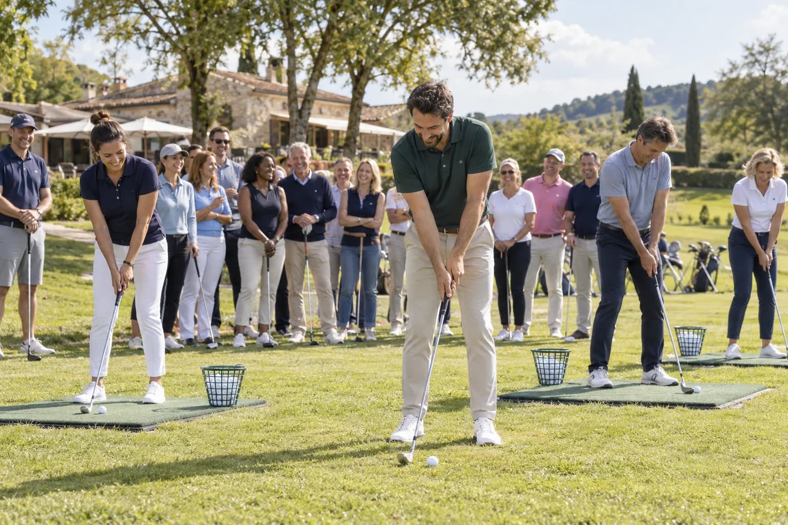 Illustration d’une initiation au golf en groupe